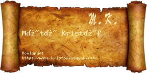 Máté Kristóf névjegykártya